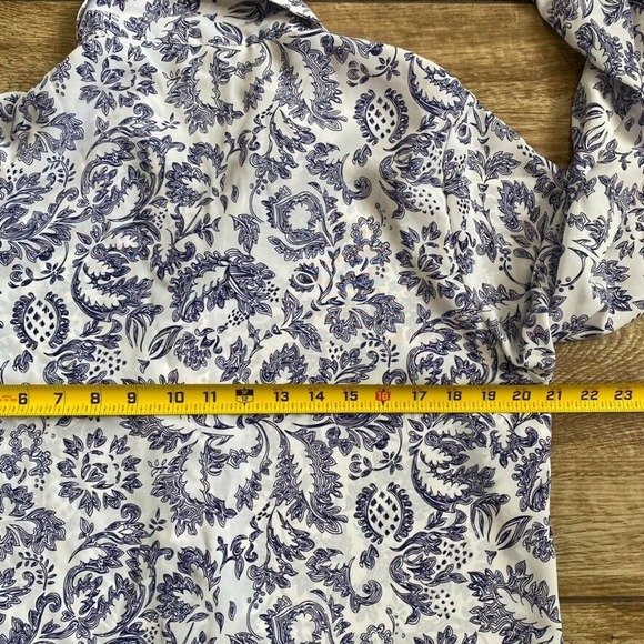 Vintage Button Down Shirt Blouse Blue White size 10 - Picture 6 of 10